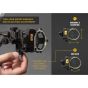 Trophy Ridge React H5 Bow Sight with React Technology, five .019" pins, tool-less adjustments, and adjustable brightness for precise shooting.
