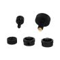 Axcel Achieve Series Replacement Knob Set in black and silver for precise sight adjustments.
