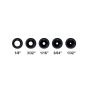 Specialty Archery Apertures for peep sight housings, offering five sizes for customizable sighting and improved accuracy.
