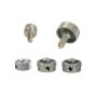 Axcel Achieve Series Replacement Knob Set in black and silver for precise sight adjustments.
