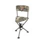 Primos Double Bull Swivel Chair with 360-degree rotation, adjustable height, and folding legs for ground blind hunting.
