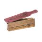 H.S. Strut Sling Blade Single Sided Turkey Box Call with American walnut body and purple heart wood lid, designed to produce high-pitched clucks, cutts, and yelps for turkey hunting.
