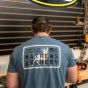 Mathews Portrait Tee - Distressed Blue Archery Shirt with Back Print
