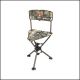 Primos Double Bull Swivel Chair with 360-degree rotation, adjustable height, and folding legs for ground blind hunting.
