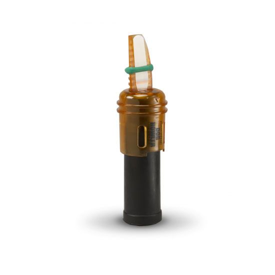 Johnny Stewart Coyote Dog Howler predator call with adjustable sound band for customizable pitch and tone, designed to produce authentic coyote sounds for hunting.
