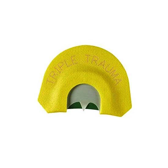 H.S. Strut Triple Trauma Premium Flex diaphragm turkey call with three reeds and double-cut top reed for versatile, raspy hen calls.
