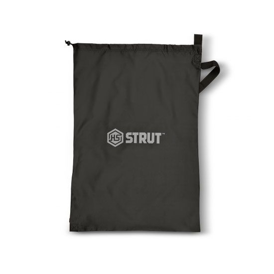 H.S. Strut Turkey Decoy Bag with nylon carrying strap and deployable safety orange flag.
