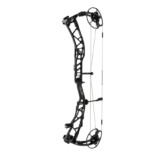Elite Exalt LD compound bow, featuring the SP cam system, V3 Mods, and S.E.T. technology for peak performance and customizable settings. Ninja Black