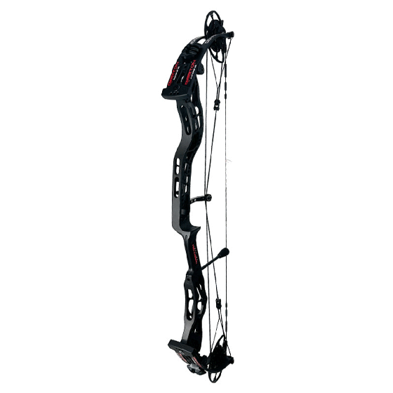 Darton Departure Bow with 37" axle-to-axle design, featuring a billet-crafted riser and EX Cam system for enhanced precision and performance - black