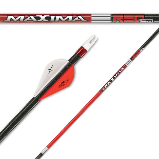 Carbon Express Maxima Red SD Individual Arrows featuring Dynamic Spine Control for consistent broadhead flight and reduced wind-drift.
