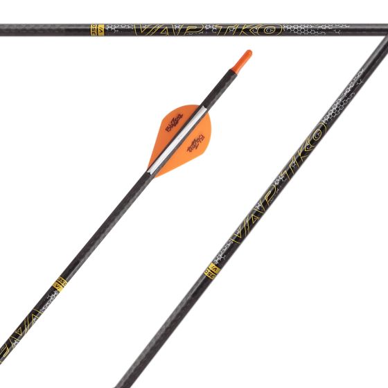 Victory VAP TKO Elite Micro-Diameter Arrows with MaxxKE Technology, micro-diameter shaft for enhanced speed, penetration, and reduced wind deflection.
