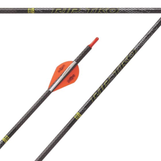 Victory RIP TKO Elite Arrows featuring small diameter construction, MaxxKE Technology, and SHOK Outsert Technology for improved speed, penetration, and durability.
