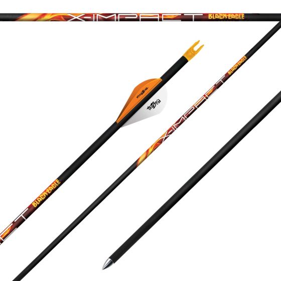 Black Eagle X-Impact Arrow Shafts with nano diameter, high-mod carbon construction, and precision accuracy for hunting and target shooting.
