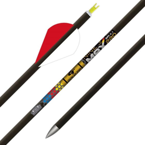 Gold Tip Nine.3 Max Pro Series Arrow Shafts, tournament legal carbon arrows for indoor and 3D competitions, with exceptional precision and durability.
