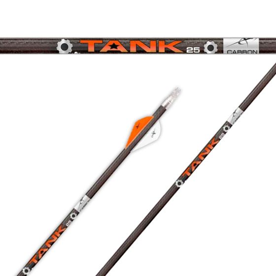 Carbon Express Tank 25 Target Arrow Shaft with diamond weave construction, 400 spine, and BullDog nock collar.
