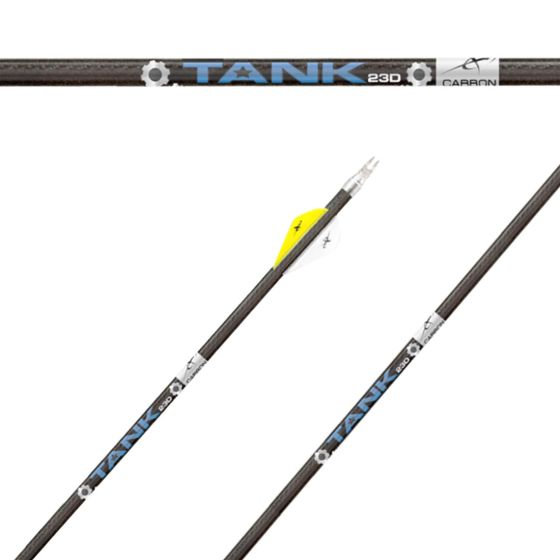 Carbon Express Tank 23D Target Arrow Shaft with 360° diamond weave spine and impact-resistant design for superior durability and precision in 3D archery.

