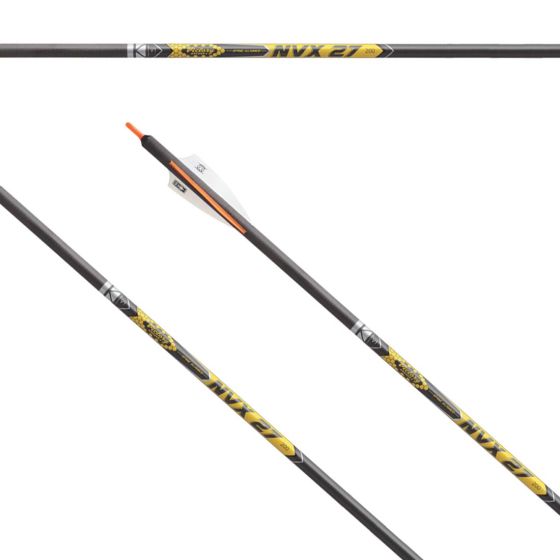 Victory Archery NVX 27 Elite Series Target Arrow Shafts with spine-aligned design and Ice Nano ceramic coating for improved accuracy and target penetration.
