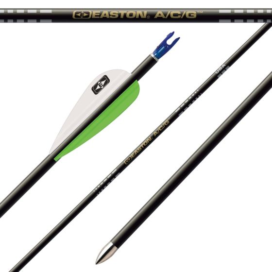 Easton A/C/G Arrow Shafts with high-strength carbon fiber and 7075 aerospace alloy core, designed for precision and durability in target archery.
