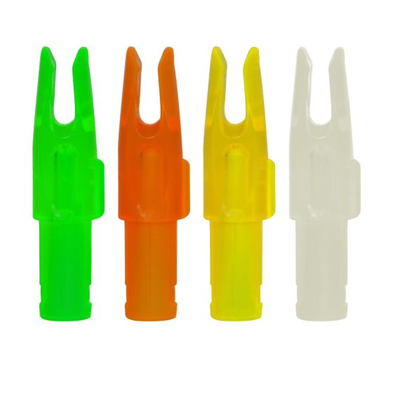 Easton 6.5mm Super Nocks for archery, precision molded for consistency, reducing friction and promoting tighter groups, sold per dozen.

