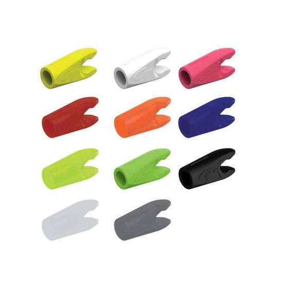Gold Tip Mini HD Pin Nocks for arrows with pin bushings, made from 100% virgin materials. Each nock weighs 3.5 grains. Available in multiple colors. Sold per 12 nocks.
