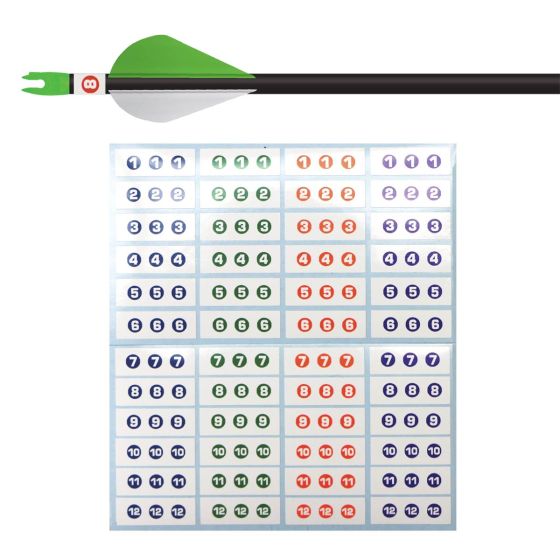 Bohning Wrap Around Arrow Number Decals for easy arrow identification and performance tracking.
