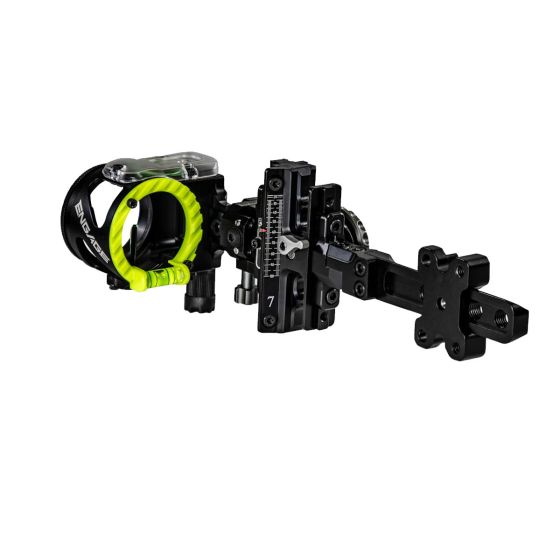 CBE Engage Hybrid Adjustable Sight with micro-adjustable windage, rapid elevation adjustment, and 3 Blade Pins for precision bow hunting.
