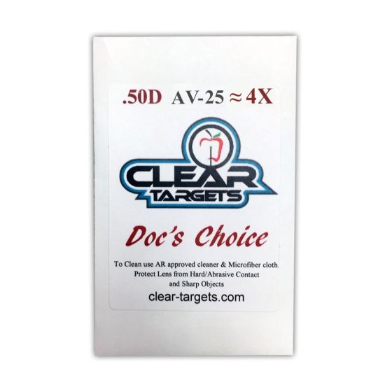 Axcel AV-25 29 mm Clear Doc's Choice Lens offering distortion-free clarity, scratch-resistance, and water-repellency for improved archery sighting.
