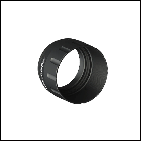 Shrewd Optum Long Sunshade, CNC machined glare reduction sunshade for Optum scopes, eliminating tunnel effect and ensuring clarity.
