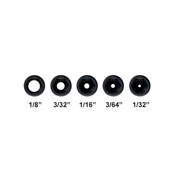 Specialty Archery Apertures for peep sight housings, offering five sizes for customizable sighting and improved accuracy.
