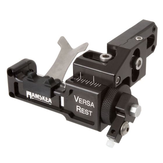 Hamskea Versa Rest Microtune adjustable arrow rest mounted on a hunting bow limb
