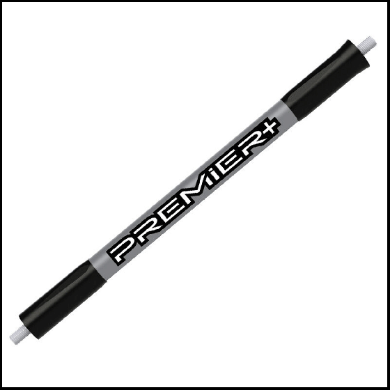 Bee Stinger Premier Plus V-Bar with Countervail technology for precision archery stabilization, available in 10", 12", and 15" lengths.
