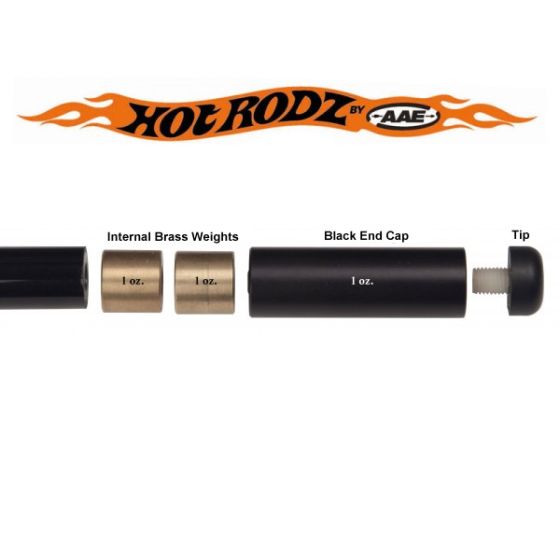 AAE Hot Rodz Stabilizer Hidden Weight System for customizable bow balance with internal brass weights and weighted end caps.
