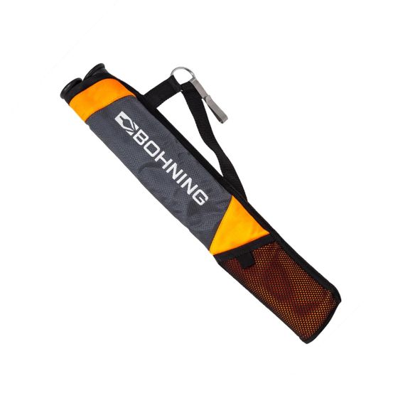 Bohning Youth Hip Tube Quiver with two arrow tubes and mesh storage pockets for young archers.
