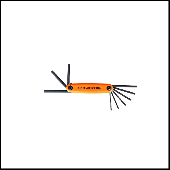 Easton Pro Hex Fold Up Allen Set in clam pack, including multiple sizes for bow adjustments and maintenance.
