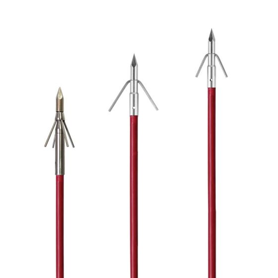 Cajun Red Fiberglass Bowfishing Arrow with Piranha and Stinger Point options
