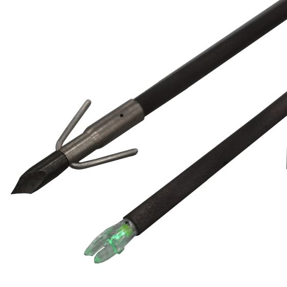 Muzzy Lighted Nock Carbon Composite Fish Arrow with bottle slide and green X-nock
