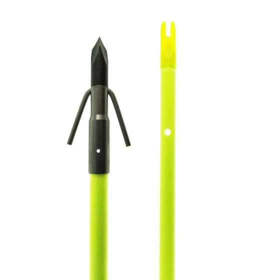 Muzzy Classic Chartreuse Bowfishing Arrow with fish point and nock
