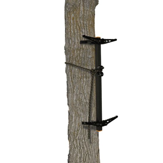 Muddy Outdoors Pro Climbing Sticks 4-section tree climbing system with bark biters and rope cam attachment.
