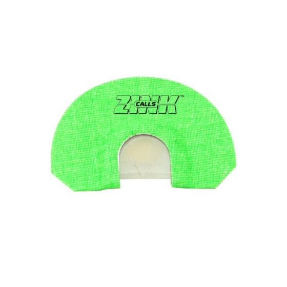 Zink Lil' Green Machine Diaphragm Turkey Call with small-frame design for women and youth hunters, featuring a double reed split-V style for clear and raspy calls.
