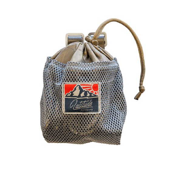 Latitude Classic Dump Pouch designed for saddle hunters, featuring a compact design and extra-wide opening for easy gear management and retrieval.
