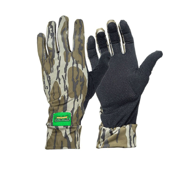 Primos Camo Cotton Gloves with Sure Grip and Extended Cuffs for early season hunts.
