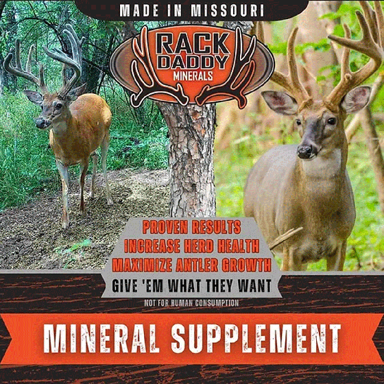 Rack Daddy Minerals - Mineral Supplement for healthy deer and improved antler growth.
