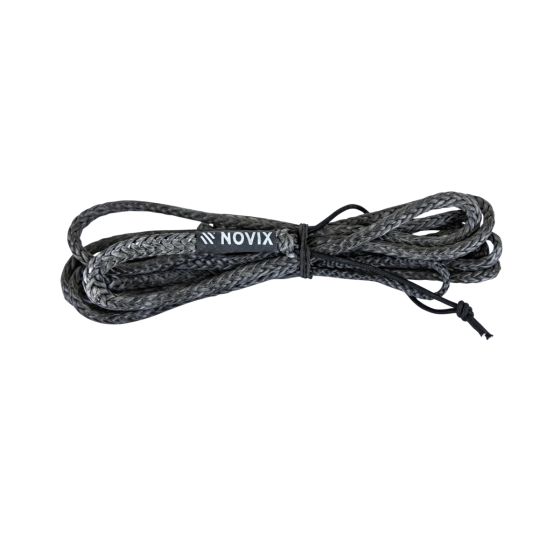 Novix AmSteel Rope with spliced eye and Prusik Knot for silent climbing stick attachment.
